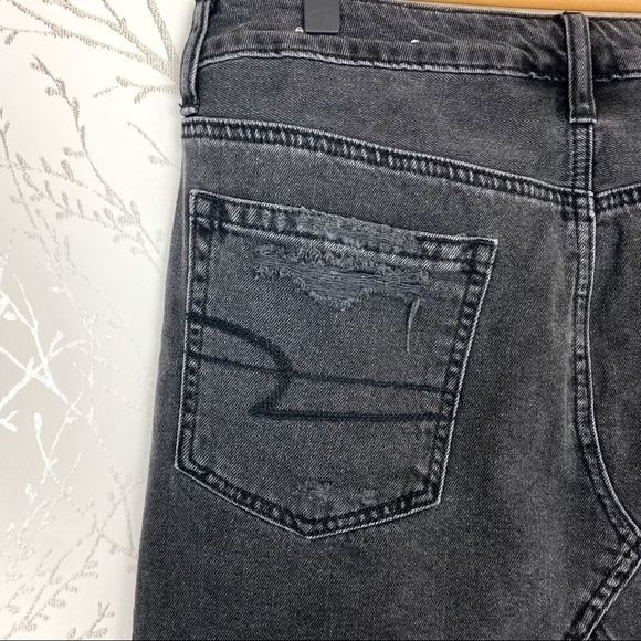 AMERICAN EAGLE Y2K DISTRESSED Blk Mini Jean Skirt - Picture 6 of 9